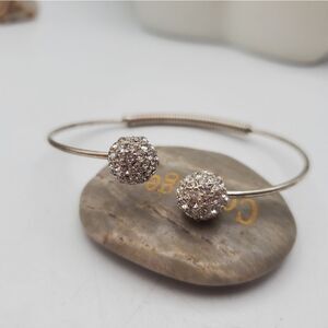 3/$20 Pom pom crystal ball‎ cuff bracelet